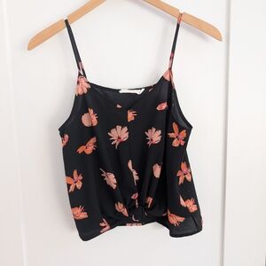 ✨4 for 12 Lush Knot Front Black Floral Top- Size Small